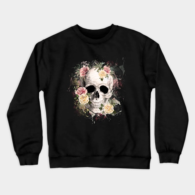 Sage Tribe Skull With roses Crewneck Sweatshirt by Collagedream